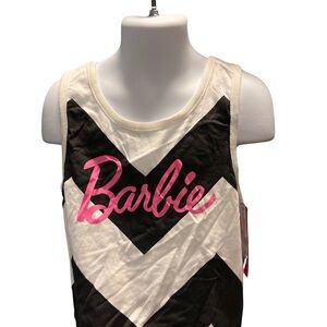 Barbie 2 Piece Set Denim Skirt Blue And White Black Shirt Sz S